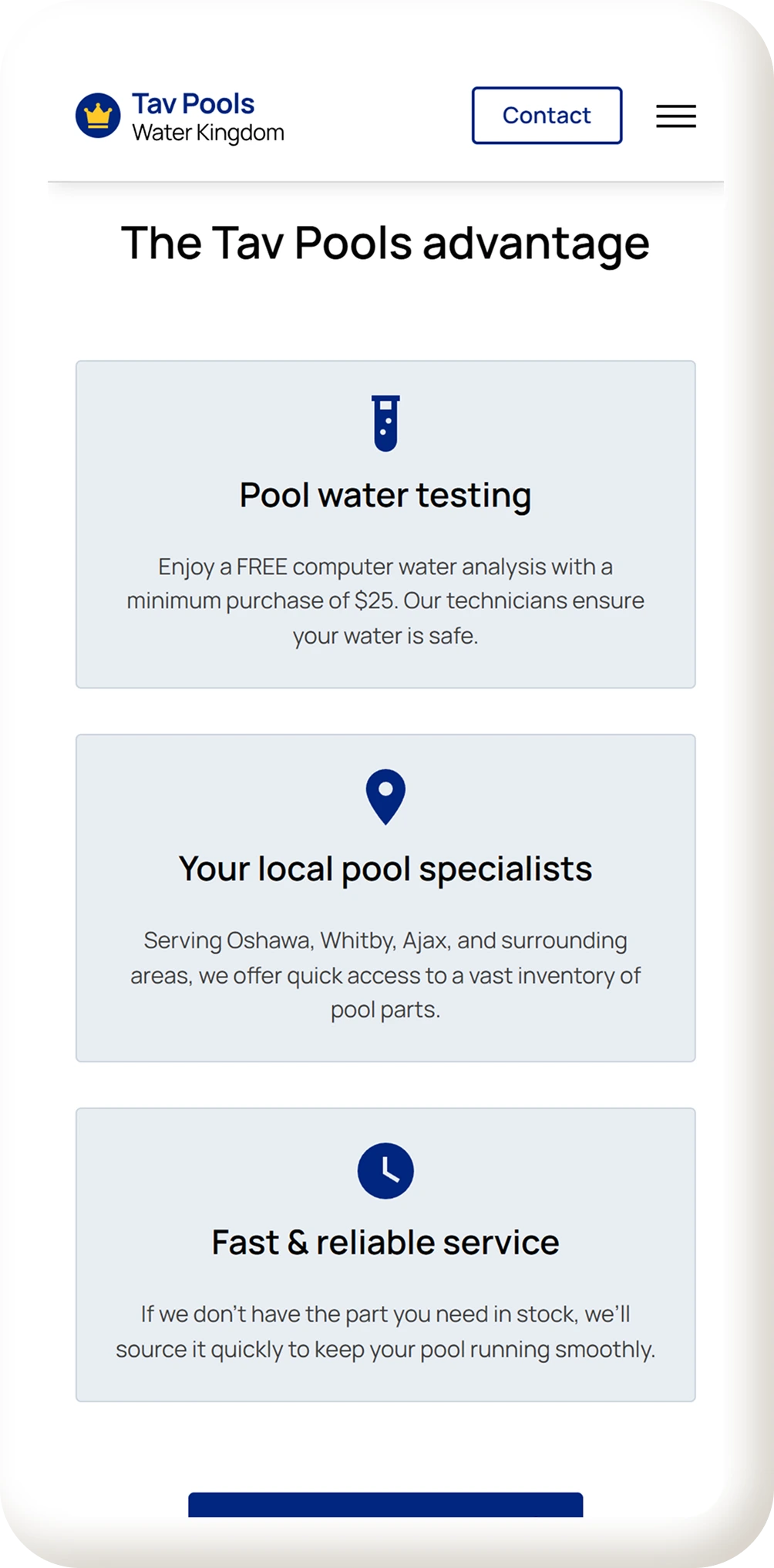 Tav Pools Mobile hifi mock up