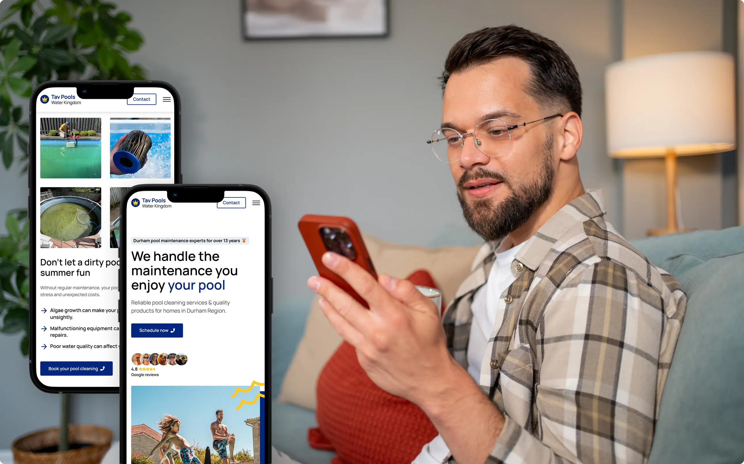 Person looking at their phone on a couch