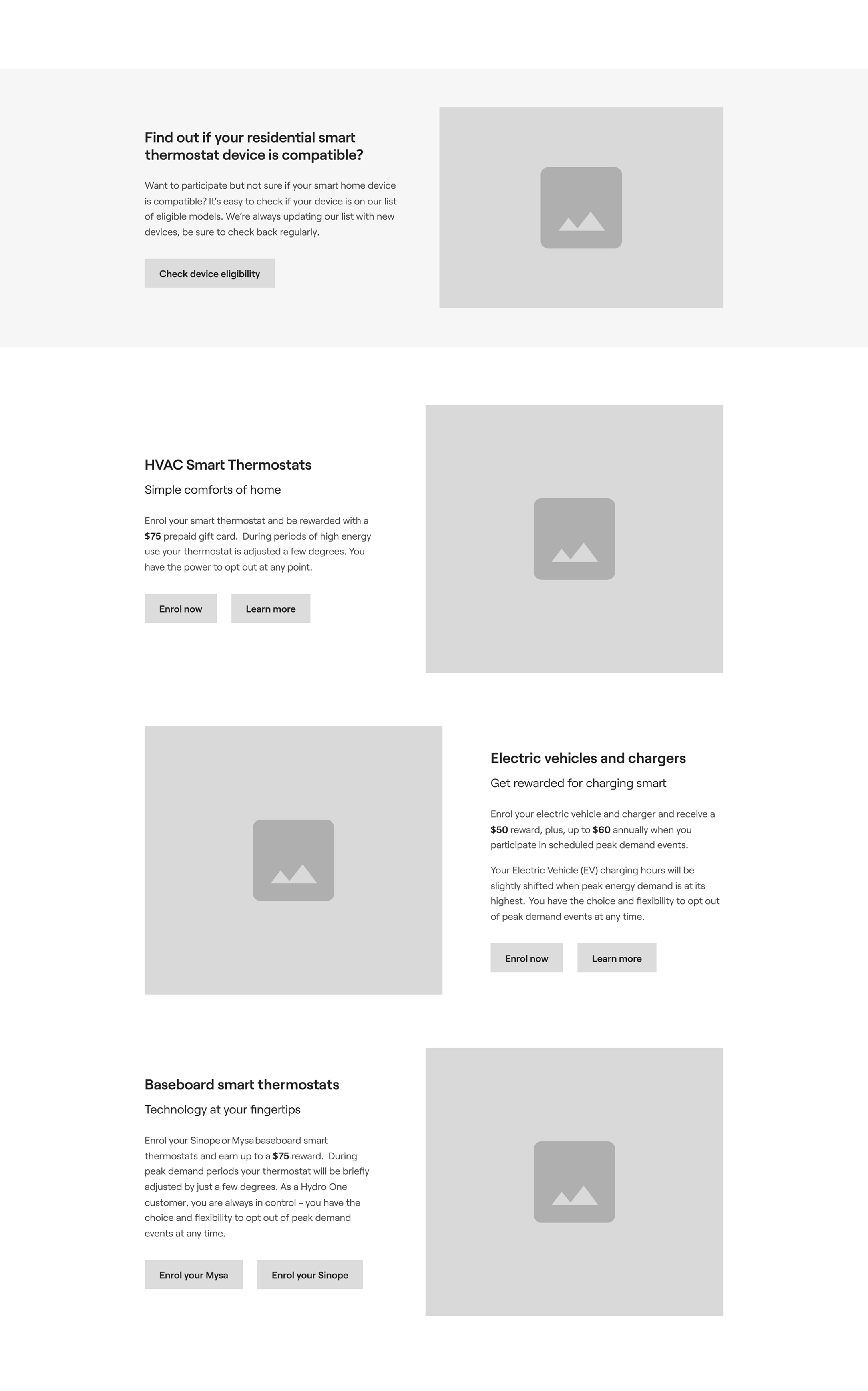 Low fidelity mock up of landing page