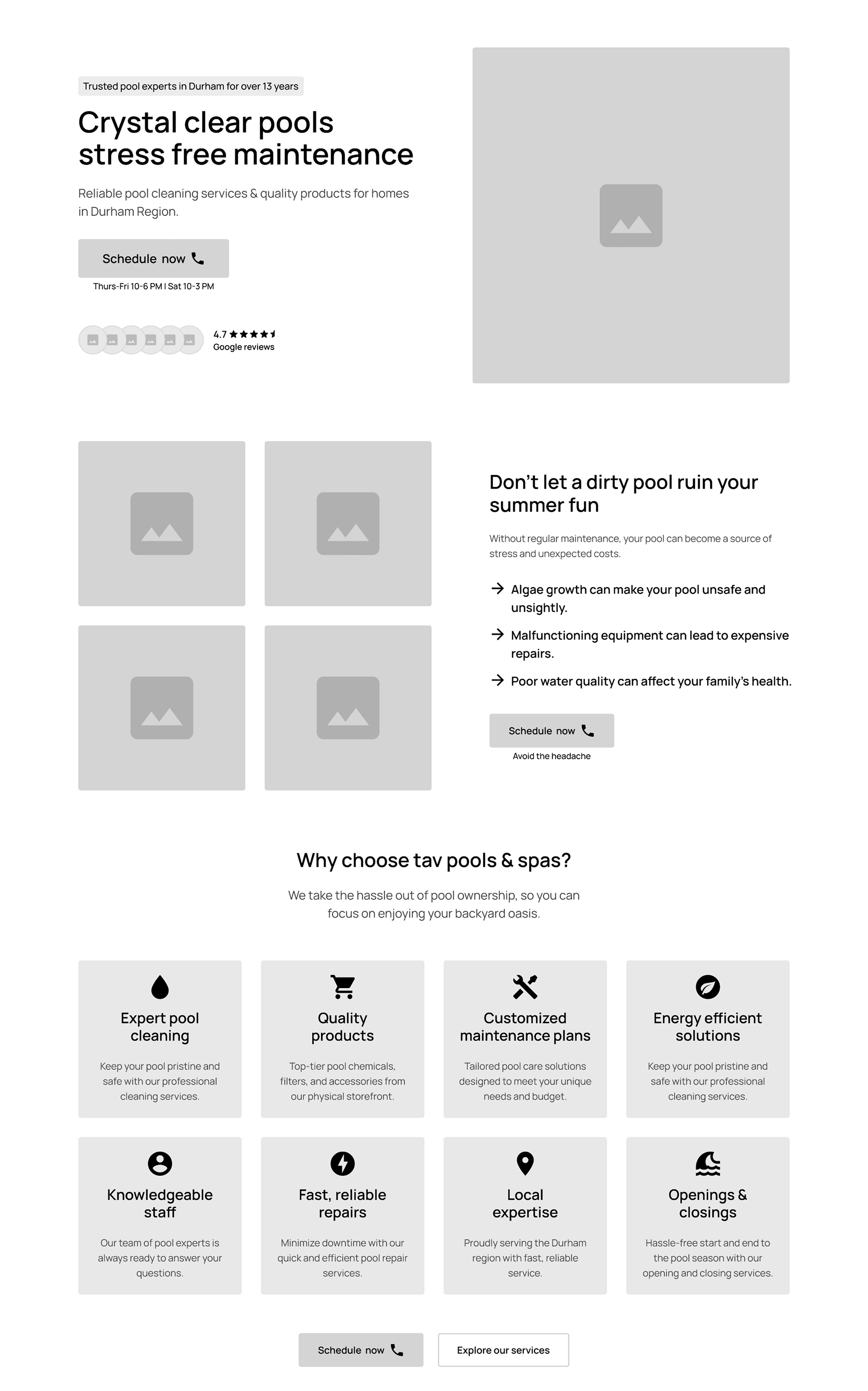 Low fidelity mock up of landing page