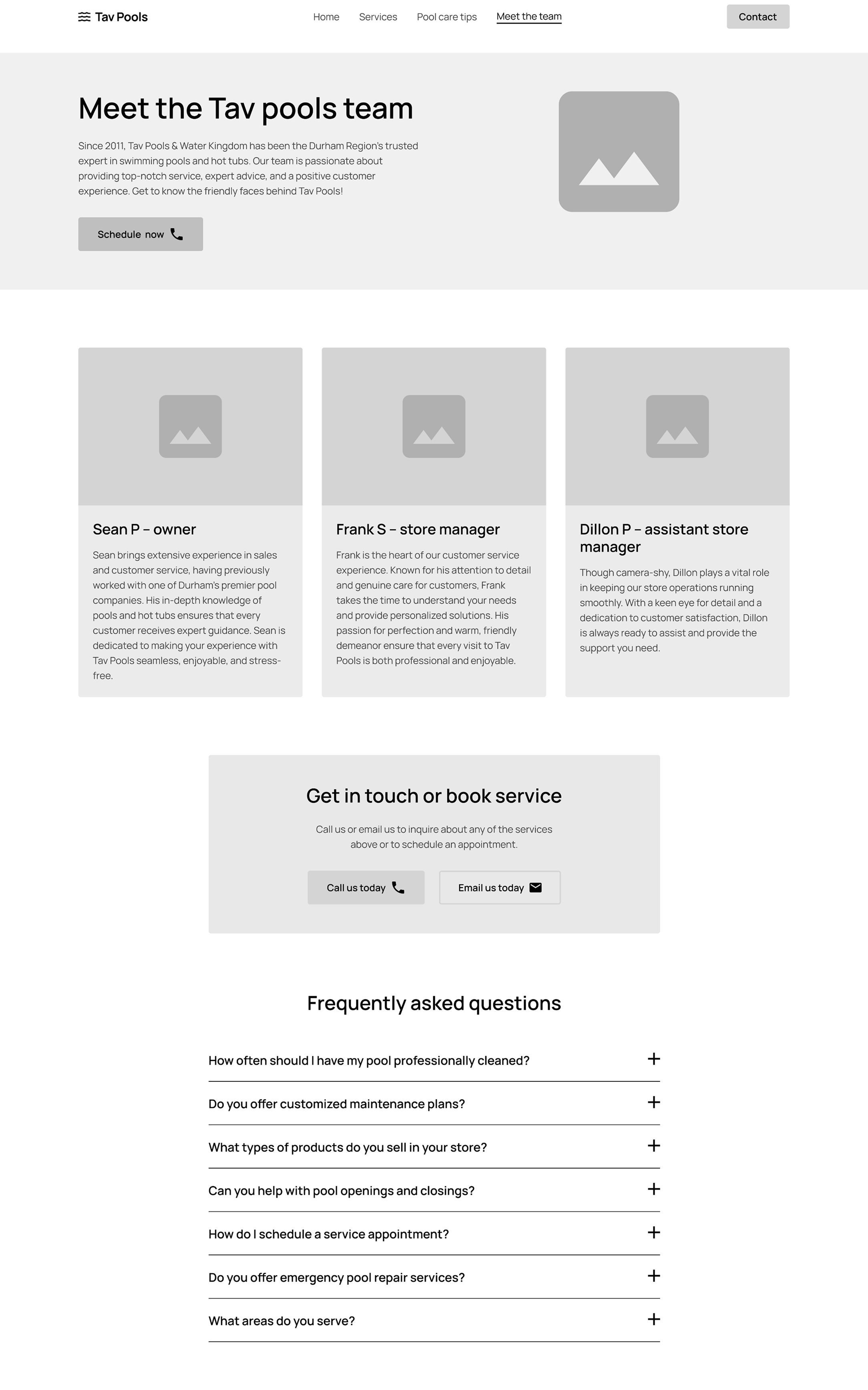 Low fidelity mock up of landing page