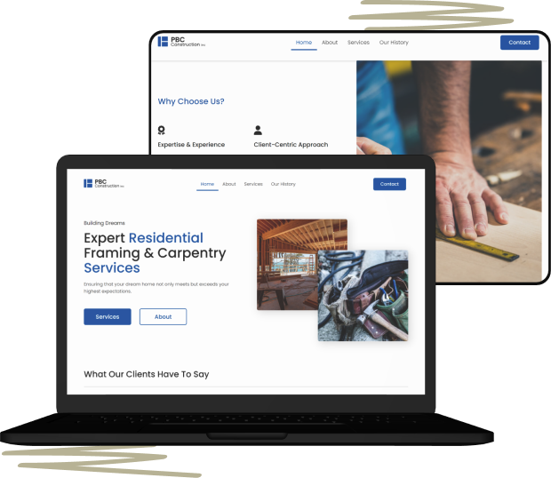 PBC Construction INC landing page image desktop