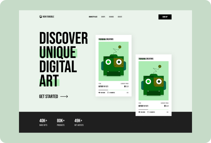 dribbble landing page concept